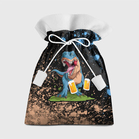 Подарочный 3D мешок с принтом Пивозавр - Краска в Тюмени, 100% полиэстер | Размер: 29*39 см | dinosaur | pivo | pivozavr | взрыв | динозавр | краска | прикол