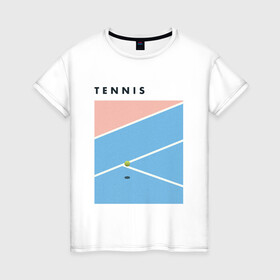 Женская футболка хлопок с принтом Теннис большой в Тюмени, 100% хлопок | прямой крой, круглый вырез горловины, длина до линии бедер, слегка спущенное плечо | tennis | большой | большой теннис | спорт | спортивная | теннис | теннисная