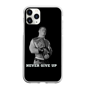 Чехол для iPhone 11 Pro Max матовый с принтом Never give up в Тюмени, Силикон |  | джон сина | знаменитость | никогда не сдавайся | пояс | рестлинг | черно белый