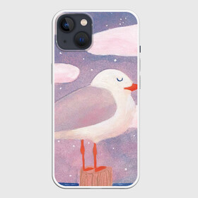 Чехол для iPhone 13 с принтом Отдыхающая чайка в Тюмени,  |  | арт | закат | звезда | звёздное небо | звёзды | небо | ночное небо | облака | облако | природа | птица | рисунок | сон | чайка