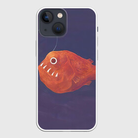 Чехол для iPhone 13 mini с принтом Удильщик в Тюмени,  |  | арт | глубина | глубина моря | глубина океана | дно | дно морское | море | морской чёрт | океан | природа | рисунок | рыба | тьма | удильщик | фонарик | фонарь | хищник