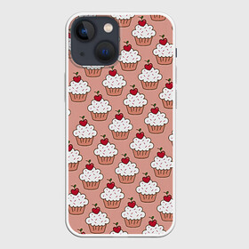 Чехол для iPhone 13 mini с принтом Вишенка на кексе в Тюмени,  |  | вафля | вишенка | выпечка | для девушек | еда | кекс | кексик | маффин | пирожное | рисунок