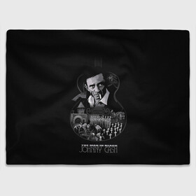 Плед 3D с принтом JOHNNY CASH в Тюмени, 100% полиэстер | закругленные углы, все края обработаны. Ткань не мнется и не растягивается | Тематика изображения на принте: black | blues | cash | dark | guitar | johnny | man | rock | usa | блюз | гитара | джони | джонни | кэш | музыка | разное | рок | сша | человек | черный