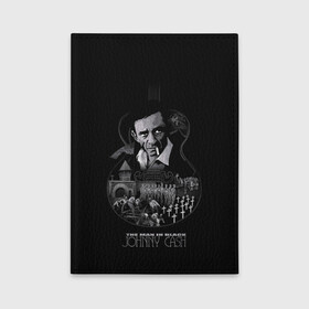 Обложка для автодокументов с принтом JOHNNY CASH в Тюмени, натуральная кожа |  размер 19,9*13 см; внутри 4 больших “конверта” для документов и один маленький отдел — туда идеально встанут права | black | blues | cash | dark | guitar | johnny | man | rock | usa | блюз | гитара | джони | джонни | кэш | музыка | разное | рок | сша | человек | черный