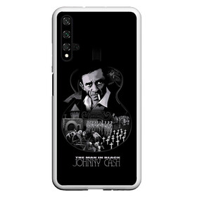 Чехол для Honor 20 с принтом JOHNNY CASH в Тюмени, Силикон | Область печати: задняя сторона чехла, без боковых панелей | black | blues | cash | dark | guitar | johnny | man | rock | usa | блюз | гитара | джони | джонни | кэш | музыка | разное | рок | сша | человек | черный