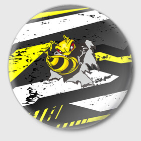 Значок с принтом Оса 3D в Тюмени,  металл | круглая форма, металлическая застежка в виде булавки | Тематика изображения на принте: 3d | жало | мед | насекомое | оса | пчела