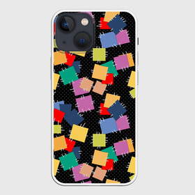 Чехол для iPhone 13 mini с принтом Заплатки на черном фоне в Тюмени,  |  | веселый | детский | заплатки | модный | национальный | пэчворк | разноцветный | ретро | фольклор