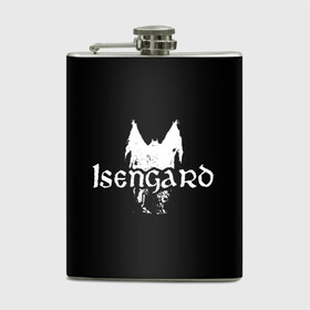 Фляга с принтом Isengard в Тюмени, металлический корпус | емкость 0,22 л, размер 125 х 94 мм. Виниловая наклейка запечатывается полностью | isengard | metal | rock | блэк метал | исенгард | метал | рок