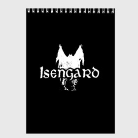 Скетчбук с принтом Isengard в Тюмени, 100% бумага
 | 48 листов, плотность листов — 100 г/м2, плотность картонной обложки — 250 г/м2. Листы скреплены сверху удобной пружинной спиралью | Тематика изображения на принте: isengard | metal | rock | блэк метал | исенгард | метал | рок