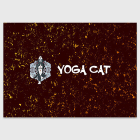 Поздравительная открытка с принтом Кошачья Йога - Гранж в Тюмени, 100% бумага | плотность бумаги 280 г/м2, матовая, на обратной стороне линовка и место для марки
 | cat | cats | yoga | гранж | дзен | инь | йога | кот | коты | кошачья | кошка | кошки | намасте | практика | расслабление | хамса | янь