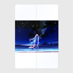Магнитный плакат 2Х3 с принтом Animegirl Night Sea в Тюмени, Полимерный материал с магнитным слоем | 6 деталей размером 9*9 см | Тематика изображения на принте: аниме девушка | градиент | девочка | звезды | луна | море | на каждый день | небо | облака | океан | персонаж | синее | синий