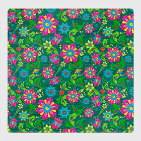 Магнитный плакат 3Х3 с принтом Поле разноцветных цветков в Тюмени, Полимерный материал с магнитным слоем | 9 деталей размером 9*9 см | красивые цветы | мозаика | мозаика из цветов | природа | узоры | узоры из цветов | цветочки | цветочная | цветы | цветы арт