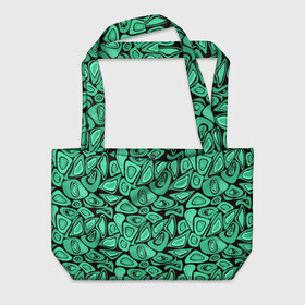 Пляжная сумка 3D с принтом Зеленый абстрактный узор в Тюмени, 100% полиэстер | застегивается на металлическую кнопку; внутренний карман застегивается на молнию. Стенки укреплены специальным мягким материалом, чтобы защитить содержимое от несильных ударов
 | абстрактный | в горошек | граффити | детский современный | зелено черный | простой | ретро