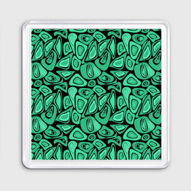 Магнит 55*55 с принтом Зеленый абстрактный узор в Тюмени, Пластик | Размер: 65*65 мм; Размер печати: 55*55 мм | абстрактный | в горошек | граффити | детский современный | зелено черный | простой | ретро
