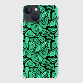 Чехол для iPhone 13 mini с принтом Зеленый абстрактный узор в Тюмени,  |  | абстрактный | в горошек | граффити | детский современный | зелено черный | простой | ретро
