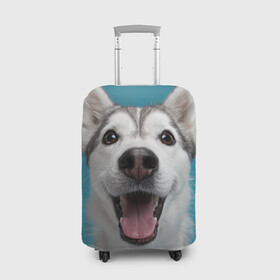 Чехол для чемодана 3D с принтом Хаски в Тюмени, 86% полиэфир, 14% спандекс | двустороннее нанесение принта, прорези для ручек и колес | dog | дог | домашние животные | звери | сибирский хаски | собака | собаки | хаски