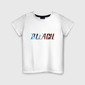 Детская футболка хлопок с принтом Bleach логотип в Тюмени, 100% хлопок | круглый вырез горловины, полуприлегающий силуэт, длина до линии бедер | Тематика изображения на принте: bleach | банкай | ичиго куросаки | квинси | пустой | шинигами