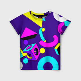 Детская футболка 3D с принтом Геометрические фигуры в Тюмени, 100% гипоаллергенный полиэфир | прямой крой, круглый вырез горловины, длина до линии бедер, чуть спущенное плечо, ткань немного тянется | геометрический | красочный | мода | разноцветные 90 е | стиль | структура | текстура | ткань | узор | фон | цвет