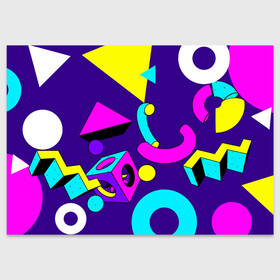 Поздравительная открытка с принтом Геометрические фигуры в Тюмени, 100% бумага | плотность бумаги 280 г/м2, матовая, на обратной стороне линовка и место для марки
 | Тематика изображения на принте: геометрический | красочный | мода | разноцветные 90 е | стиль | структура | текстура | ткань | узор | фон | цвет