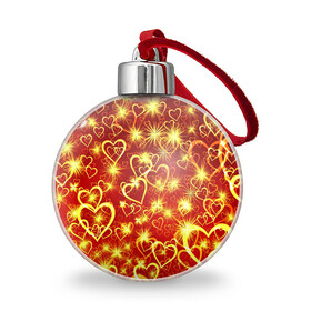 Ёлочный шар с принтом Любовный взрыв в Тюмени, Пластик | Диаметр: 77 мм | любовь | салют | сердечки | сердца | сердце | фейверк