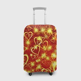 Чехол для чемодана 3D с принтом Любовный взрыв в Тюмени, 86% полиэфир, 14% спандекс | двустороннее нанесение принта, прорези для ручек и колес | любовь | салют | сердечки | сердца | сердце | фейверк