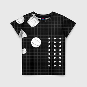 Детская футболка 3D с принтом Черно-белые фигуры 3D в Тюмени, 100% гипоаллергенный полиэфир | прямой крой, круглый вырез горловины, длина до линии бедер, чуть спущенное плечо, ткань немного тянется | геометрический | красочный | мода.3d | стиль | структура | текстура | ткань | узор | фон | цвет