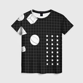 Женская футболка 3D с принтом Черно-белые фигуры 3D в Тюмени, 100% полиэфир ( синтетическое хлопкоподобное полотно) | прямой крой, круглый вырез горловины, длина до линии бедер | геометрический | красочный | мода.3d | стиль | структура | текстура | ткань | узор | фон | цвет