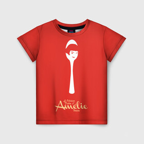 Детская футболка 3D с принтом Amelie Poulain в Тюмени, 100% гипоаллергенный полиэфир | прямой крой, круглый вырез горловины, длина до линии бедер, чуть спущенное плечо, ткань немного тянется | amelie | french comedy | reflection | spoon | the fabulous destiny of amelie poulain | амели | комедия | ложка | невероятная судьба амели пулен | отражение | романтическая | французская