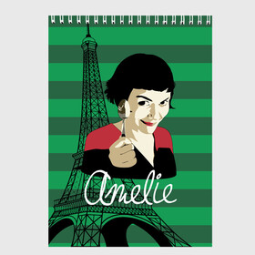 Скетчбук с принтом Amelie в Тюмени, 100% бумага
 | 48 листов, плотность листов — 100 г/м2, плотность картонной обложки — 250 г/м2. Листы скреплены сверху удобной пружинной спиралью | Тематика изображения на принте: amelie | eiffel tower | french comedy | holding a spoon | paris | the fabulous destiny of amelie poulain | амели | держит ложку | комедия | невероятная судьба амели пулен | париж | романтическая | французская | эйфелева башня