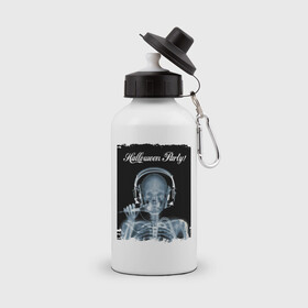 Бутылка спортивная с принтом Halloween Party в Тюмени, металл | емкость — 500 мл, в комплекте две пластиковые крышки и карабин для крепления | halloween | party | skeleton | x ray | вечеринка | рентген | скелет | хэллоуин