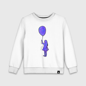 Детский свитшот хлопок с принтом Девочка с шариком в Тюмени, 100% хлопок | круглый вырез горловины, эластичные манжеты, пояс и воротник | акварель | воздушный шарик | девочка | космос