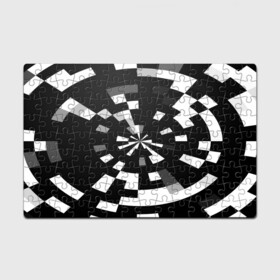 Головоломка Пазл магнитный 126 элементов с принтом Черно-белый фон иллюзии в Тюмени, полимерный материал с магнитным слоем | 126 деталей, размер изделия —  180*270 мм | абстрактный | геометрический | дизайн | иллюзия | кривая | линии | пиксель | текстура | узор