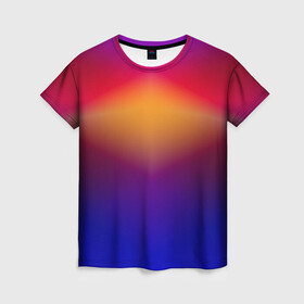 Женская футболка 3D с принтом Размытый оранжево-фиолетовый в Тюмени, 100% полиэфир ( синтетическое хлопкоподобное полотно) | прямой крой, круглый вырез горловины, длина до линии бедер | градиентный | для детей | летний | оранжевый | пламенный | популярный | размытый | разноцветный | современный | фиолетовый | фон