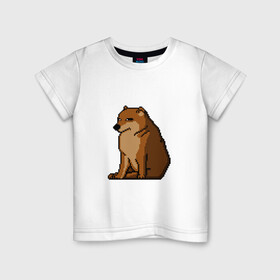 Детская футболка хлопок с принтом Собака Мем! в Тюмени, 100% хлопок | круглый вырез горловины, полуприлегающий силуэт, длина до линии бедер | bonk | doge | бонк | верный друг | взгляд | доге | животные | пиксельный | пушистик | собака | чимис