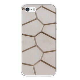 Чехол для iPhone 5/5S матовый с принтом Ячейки в Тюмени, Силикон | Область печати: задняя сторона чехла, без боковых панелей | 3d | бежевый | бетон | плиты | серый | соты | спокойный | структура | текстура | ячеистый