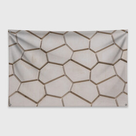 Флаг-баннер с принтом Ячейки в Тюмени, 100% полиэстер | размер 67 х 109 см, плотность ткани — 95 г/м2; по краям флага есть четыре люверса для крепления | 3d | бежевый | бетон | плиты | серый | соты | спокойный | структура | текстура | ячеистый