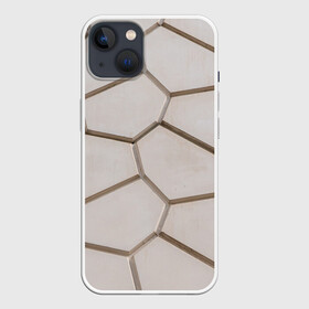 Чехол для iPhone 13 с принтом Ячейки в Тюмени,  |  | Тематика изображения на принте: 3d | бежевый | бетон | плиты | серый | соты | спокойный | структура | текстура | ячеистый
