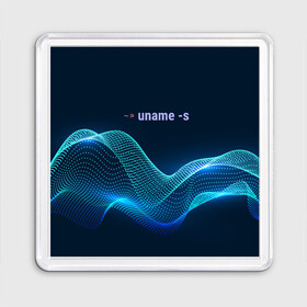 Магнит 55*55 с принтом Uname linux в Тюмени, Пластик | Размер: 65*65 мм; Размер печати: 55*55 мм | bash | linux | linux kernel | shell | линукс