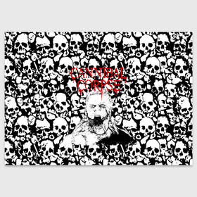 Поздравительная открытка с принтом Cannibal Corpse | Труп Каннибала (Z) в Тюмени, 100% бумага | плотность бумаги 280 г/м2, матовая, на обратной стороне линовка и место для марки
 | cannibal | cannibal corpse | corpse | death metal | deathgrind | алекс уэбстер | брутальный дэт метал | дэт метал | дэтграйнд | пол мазуркевич | роб барретт | труп каннибала