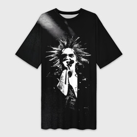Платье-футболка 3D с принтом Горшок на концерте в Тюмени,  |  | alternative | metall | music | rock | альтернатива | горшок | киш | король и шут | металл | михаил горшенёв | музыка | рок