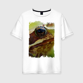 Женская футболка хлопок Oversize с принтом Глаз лягушки в Тюмени, 100% хлопок | свободный крой, круглый ворот, спущенный рукав, длина до линии бедер
 | глаз | глаз лягушки | круто | лягушка | модно | номер один | тренд