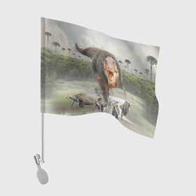 Флаг для автомобиля с принтом Т-Рекс | Динозавр | Dino (Z) в Тюмени, 100% полиэстер | Размер: 30*21 см | dino | dinosauria | t rex | ti rex | дино | динозавр | парк юрского | т рекс | ти рекс | чудовище | юрский период | ящер | ящерица