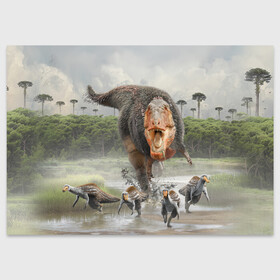 Поздравительная открытка с принтом Т-Рекс | Динозавр | Dino (Z) в Тюмени, 100% бумага | плотность бумаги 280 г/м2, матовая, на обратной стороне линовка и место для марки
 | dino | dinosauria | t rex | ti rex | дино | динозавр | парк юрского | т рекс | ти рекс | чудовище | юрский период | ящер | ящерица