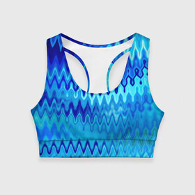 Женский спортивный топ 3D с принтом Синий-голубой абстрактный узор в Тюмени, 82% полиэстер, 18% спандекс Ткань безопасна для здоровья, позволяет коже дышать, не мнется и не растягивается |  | абстрактный | волны | зигзаг | размытый узор | синий | современный