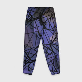 Детские брюки 3D с принтом Синий-бежевый абстрактный узор в Тюмени, 100% полиэстер | манжеты по низу, эластичный пояс регулируется шнурком, по бокам два кармана без застежек, внутренняя часть кармана из мелкой сетки | абстрактный | мужской | полигональный узор | синий | современный | текстура | фиолетовый