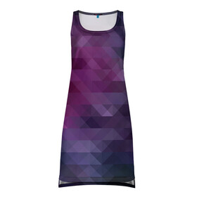 Платье-майка 3D с принтом Фиолетово-бордовый узор  в Тюмени, 100% полиэстер | полуприлегающий силуэт, широкие бретели, круглый вырез горловины, удлиненный подол сзади. | абстрактный | креативный | молодежный | полигональный популярный | современный | текстура | темно фиолетовый | узор
