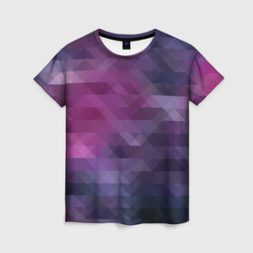 Женская футболка 3D с принтом Фиолетово-бордовый узор  в Тюмени, 100% полиэфир ( синтетическое хлопкоподобное полотно) | прямой крой, круглый вырез горловины, длина до линии бедер | абстрактный | креативный | молодежный | полигональный популярный | современный | текстура | темно фиолетовый | узор