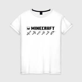 Женская футболка хлопок с принтом Minecraft Hemlet в Тюмени, 100% хлопок | прямой крой, круглый вырез горловины, длина до линии бедер, слегка спущенное плечо | hemlet | minecraft | minecraft items | mojang | pixels | майнкрафт | незеритовый шлем | пиксели | шлем