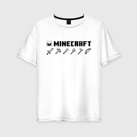 Женская футболка хлопок Oversize с принтом Minecraft Hemlet в Тюмени, 100% хлопок | свободный крой, круглый ворот, спущенный рукав, длина до линии бедер
 | hemlet | minecraft | minecraft items | mojang | pixels | майнкрафт | незеритовый шлем | пиксели | шлем