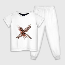 Детская пижама хлопок с принтом Медная стрекоза в Тюмени, 100% хлопок |  брюки и футболка прямого кроя, без карманов, на брюках мягкая резинка на поясе и по низу штанин
 | dragonfly | графика | крылья | летать | медный | насекомое | рисунок | стрекоза